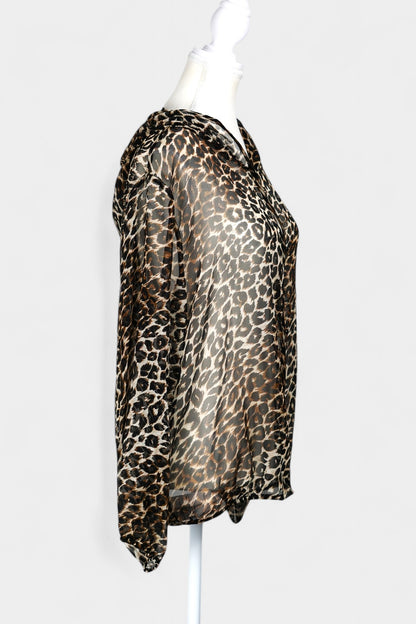 Handcrafted Leopard Print Mulberry Silk Outwear