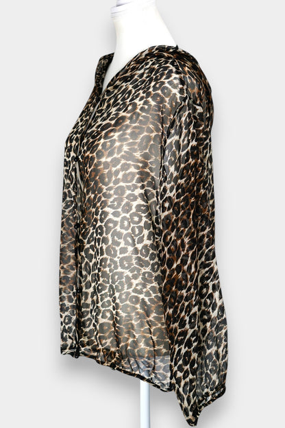Handcrafted Leopard Print Mulberry Silk Outwear