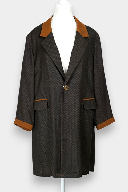 Dark Brown Gambiered Guangdong Gauze Silk Coat