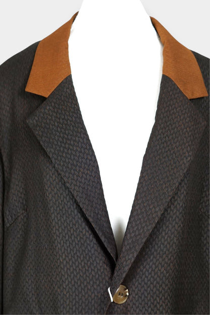 Dark Brown Gambiered Guangdong Gauze Silk Coat