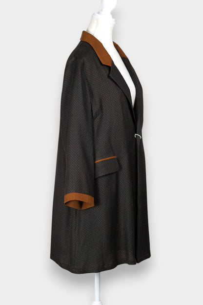 Dark Brown Gambiered Guangdong Gauze Silk Coat