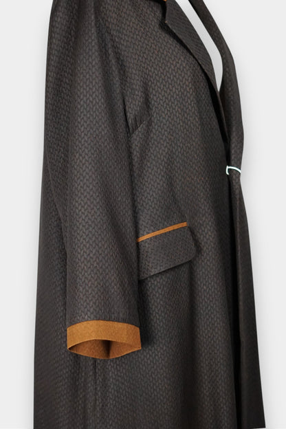 Dark Brown Gambiered Guangdong Gauze Silk Coat