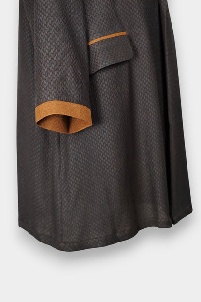 Dark Brown Gambiered Guangdong Gauze Silk Coat