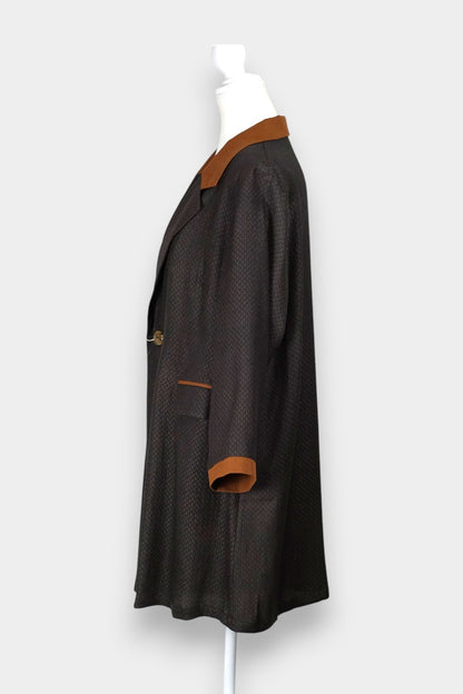 Dark Brown Gambiered Guangdong Gauze Silk Coat