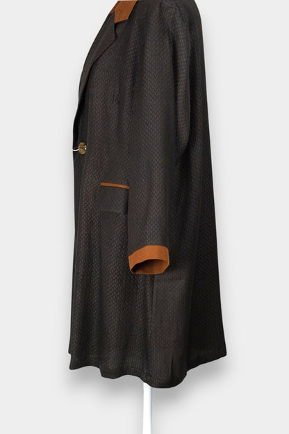 Dark Brown Gambiered Guangdong Gauze Silk Coat