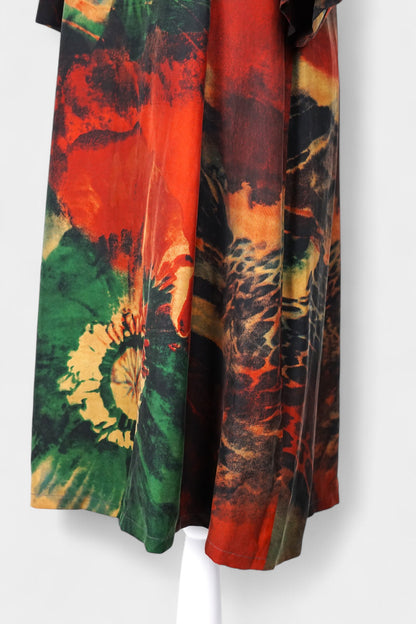 Floral Gambiered Guangdong Gauze Silk Dress | Abstract Print