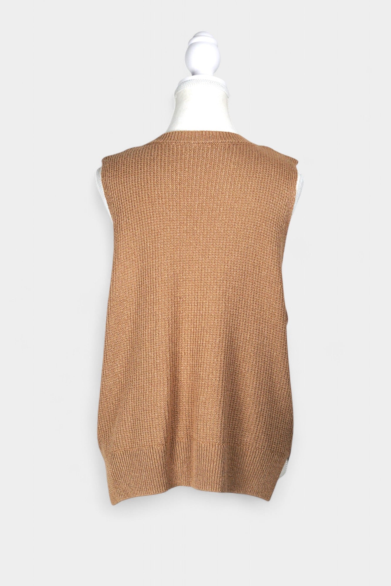 Knitted Tussah Silk Vest | Camel Brown