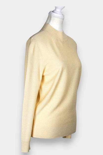 Knitted Tussah Silk Sweater | Mock Neck Long Sleeve