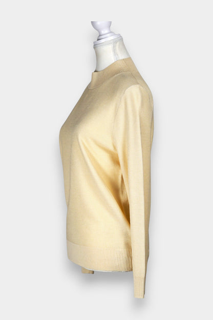 Knitted Tussah Silk Sweater | Mock Neck Long Sleeve