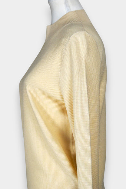 Knitted Tussah Silk Sweater | Mock Neck Long Sleeve