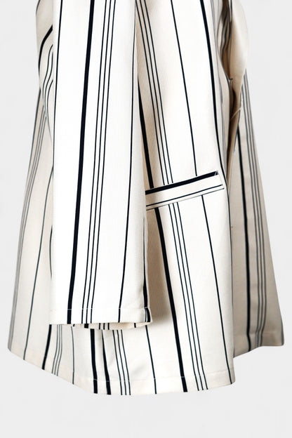 Handcrafted Mulberry Silk Striped Blazer | Cream & Black