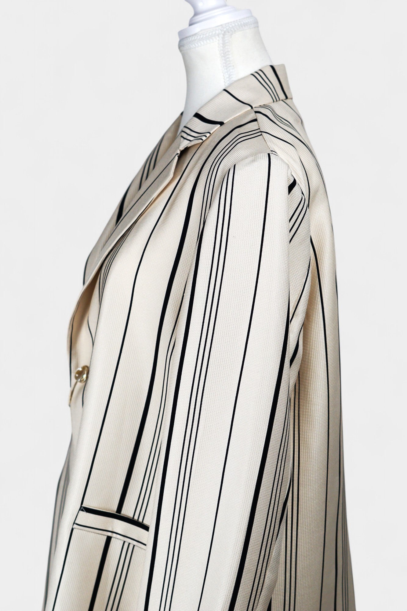 Handcrafted Mulberry Silk Striped Blazer | Cream & Black