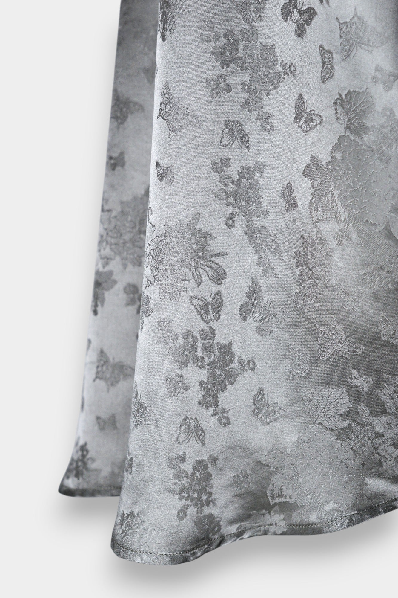 Handcrafted Mulberry Silk Shirt | Silver Floral Jacquard