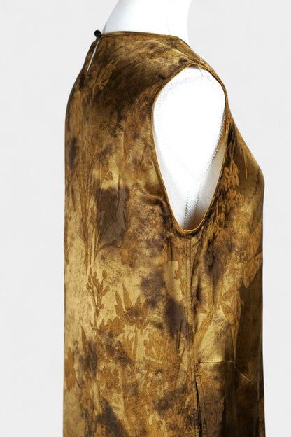 Handmade Gold Jacquard Sleeveless Dress