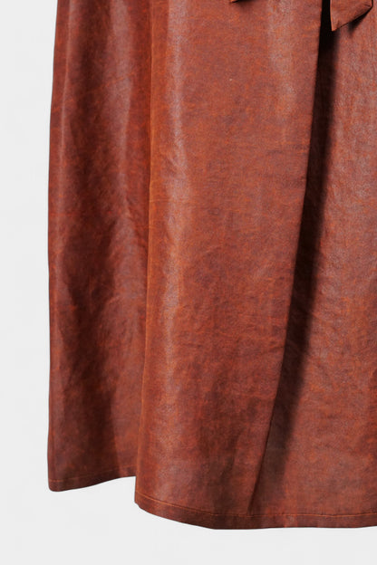 Gambiered Guangdong Gauze Silk Dress | Red-Brown Short Sleeve
