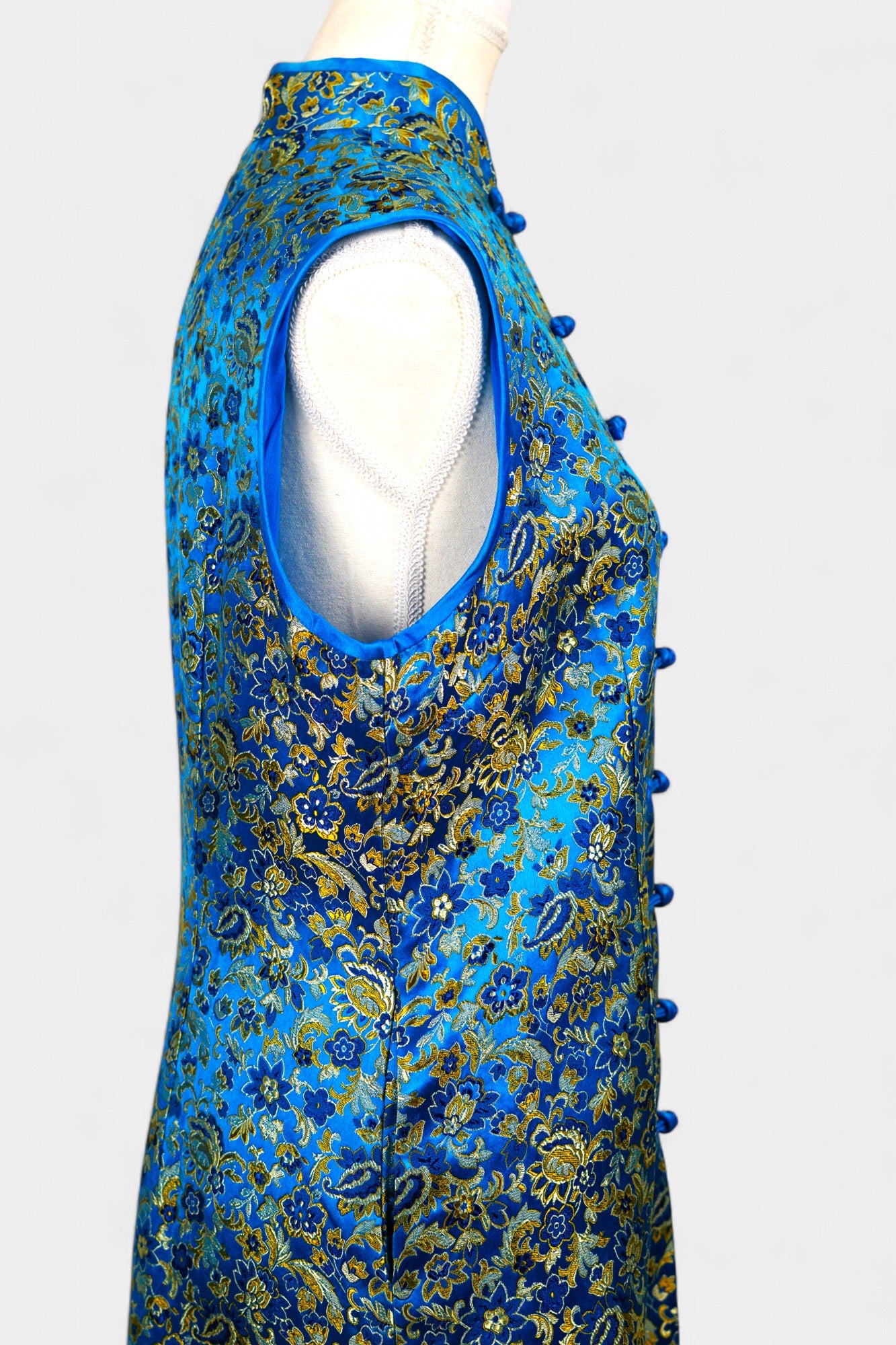 Handcrafted Song Dynasty Brocade Silk Dress | Blue & Gold