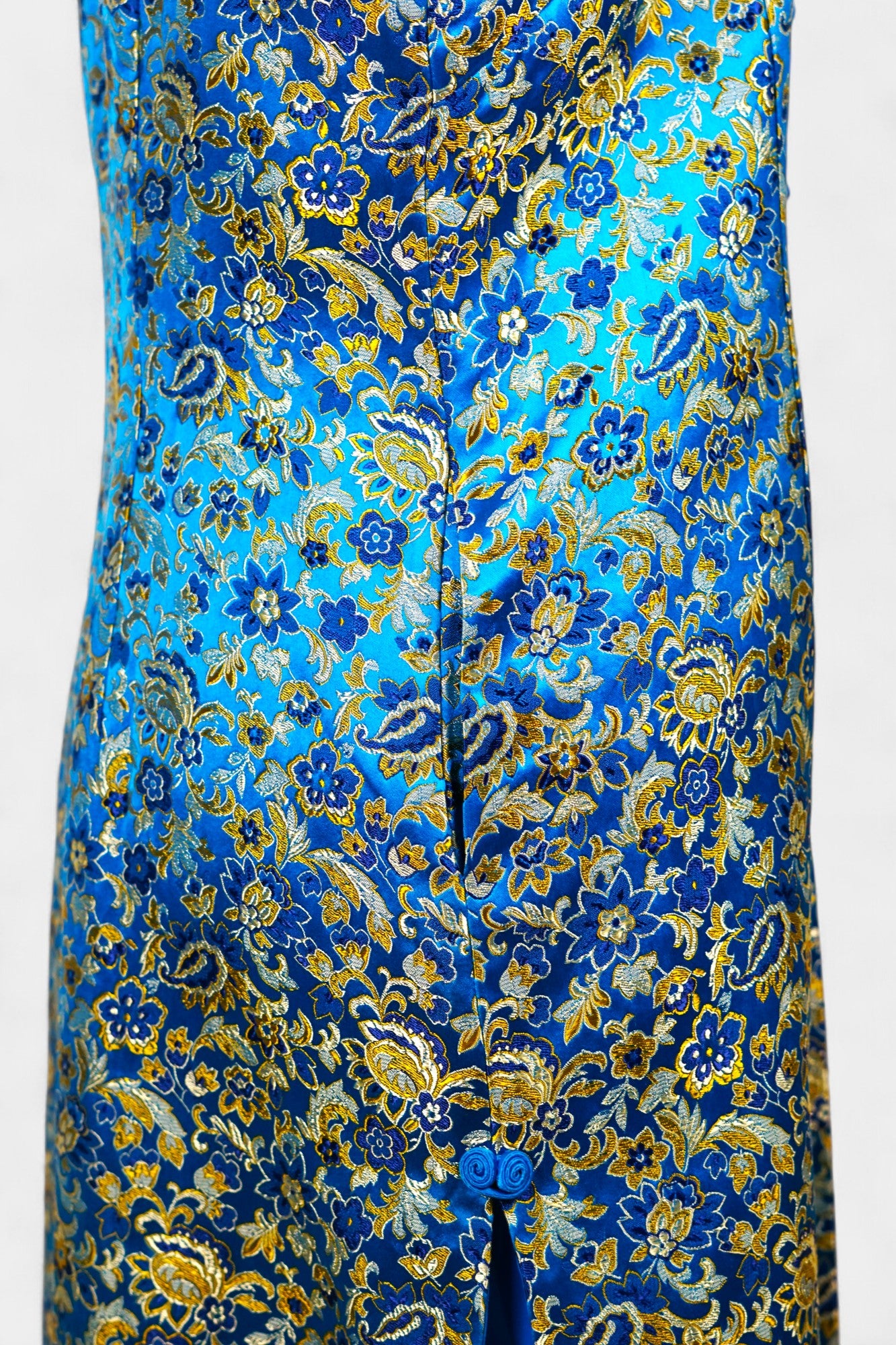 Handcrafted Song Dynasty Brocade Silk Dress | Blue & Gold