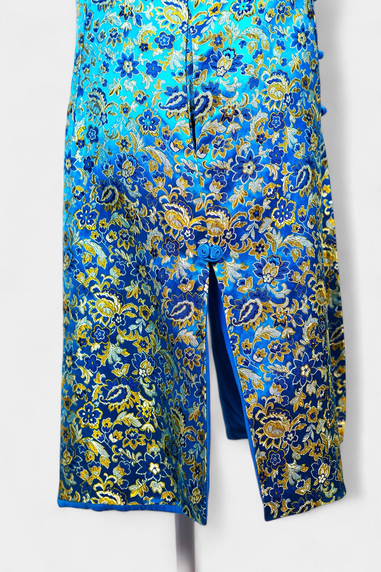 Handcrafted Song Dynasty Brocade Silk Dress | Blue & Gold