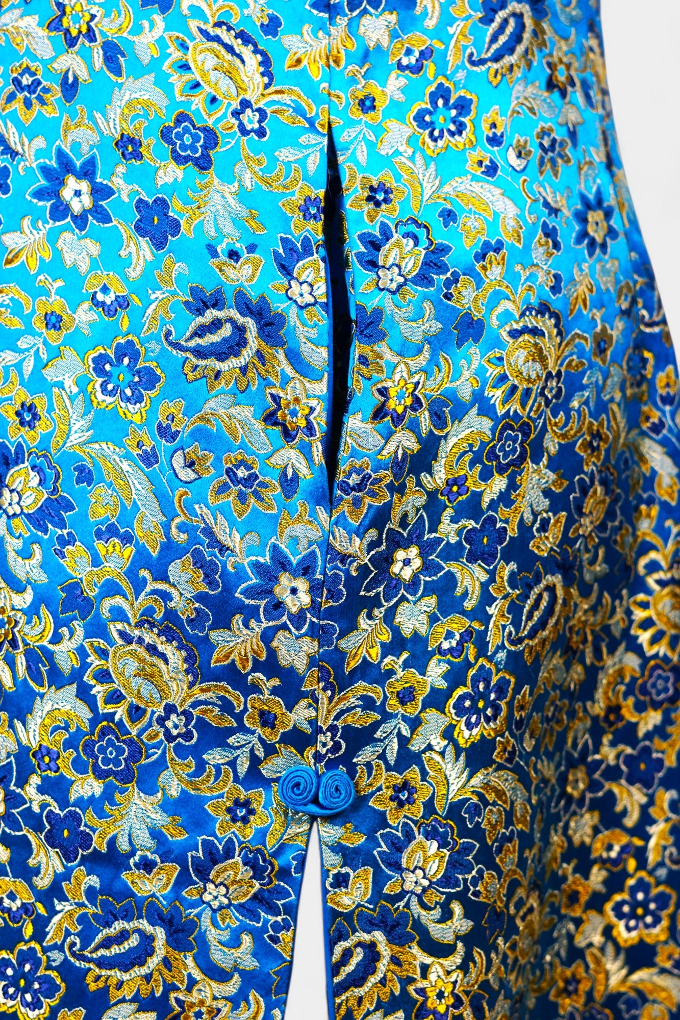 Handcrafted Song Dynasty Brocade Silk Dress | Blue & Gold