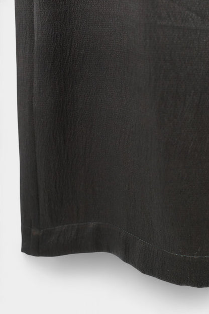 Handcrafted Gambiered Guangdong Gauze Heavy Mulberry Silk Black Long Trousers