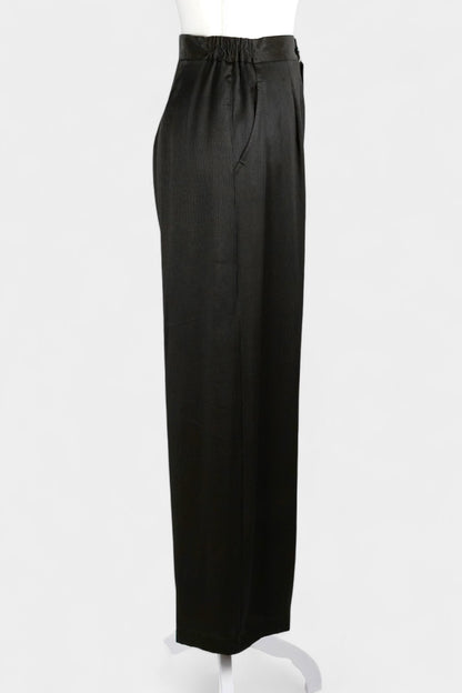 Handcrafted Gambiered Guangdong Gauze Heavy Mulberry Silk Black Long Trousers