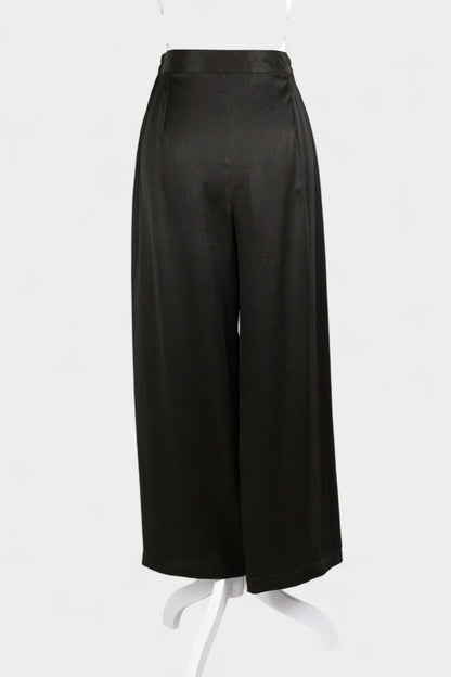 Handcrafted Gambiered Guangdong Gauze Heavy Mulberry Silk Black Long Trousers