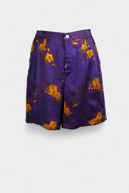 Handmade Gambiered Guangdong Gauze Silk Floral Shorts