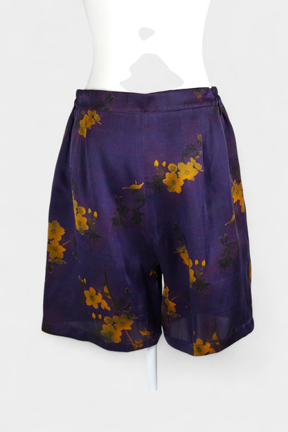 Handmade Gambiered Guangdong Gauze Silk Floral Shorts