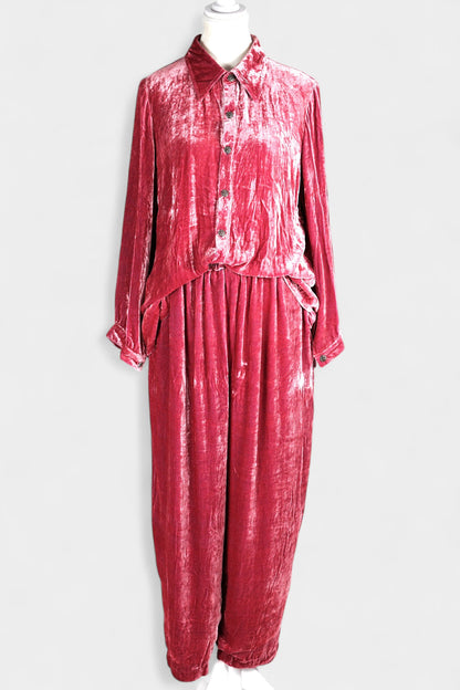 Handcrafted Mulberry Silk Velvet Set | Crushed Pink