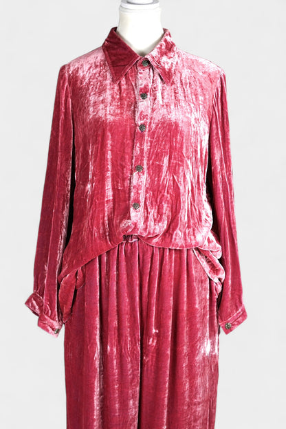 Handcrafted Mulberry Silk Velvet Set | Crushed Pink