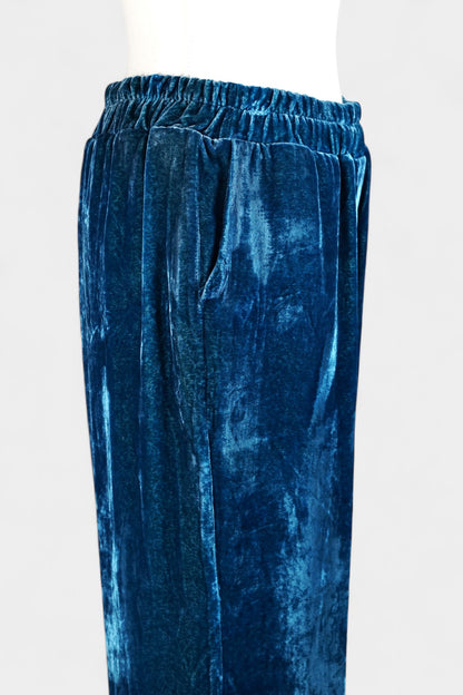 Blue Mulberry Silk Velvet Hooded Set