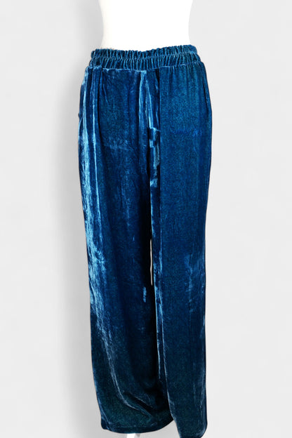 Blue Mulberry Silk Velvet Hooded Set