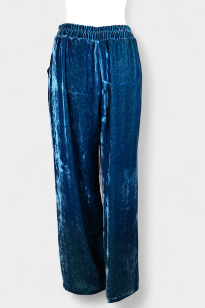 Blue Mulberry Silk Velvet Hooded Set