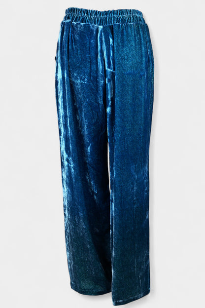 Blue Mulberry Silk Velvet Hooded Set