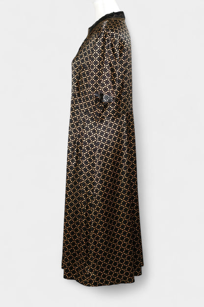 Mulberry Silk Dress | Black & Gold Geometric Print
