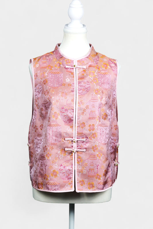 Handcrafted Song Dynasty Brocade Silk Vest | Floral Pattern