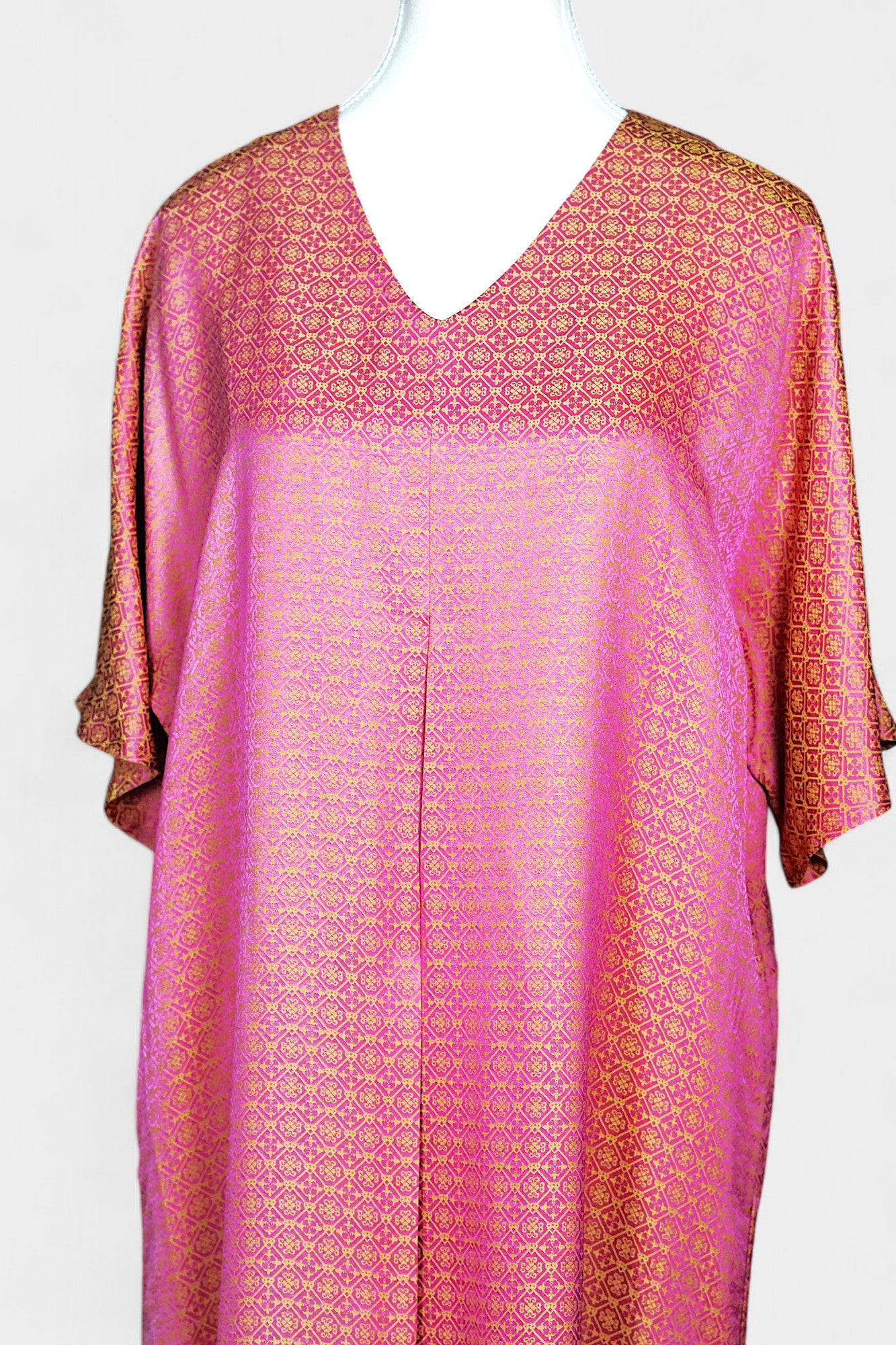 Handcrafted Pink SONG BROCADE Heavy Mulberry Silk Dress