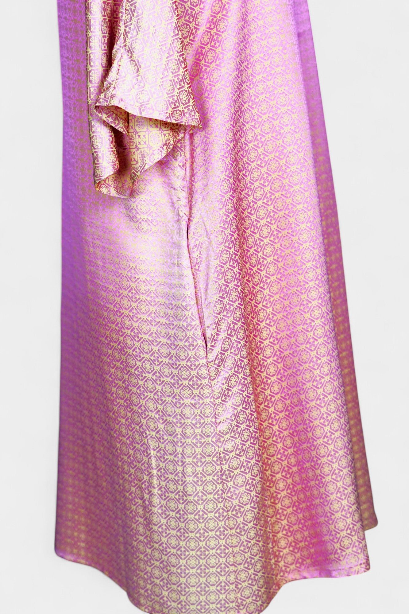 Handcrafted Pink SONG BROCADE Heavy Mulberry Silk Dress