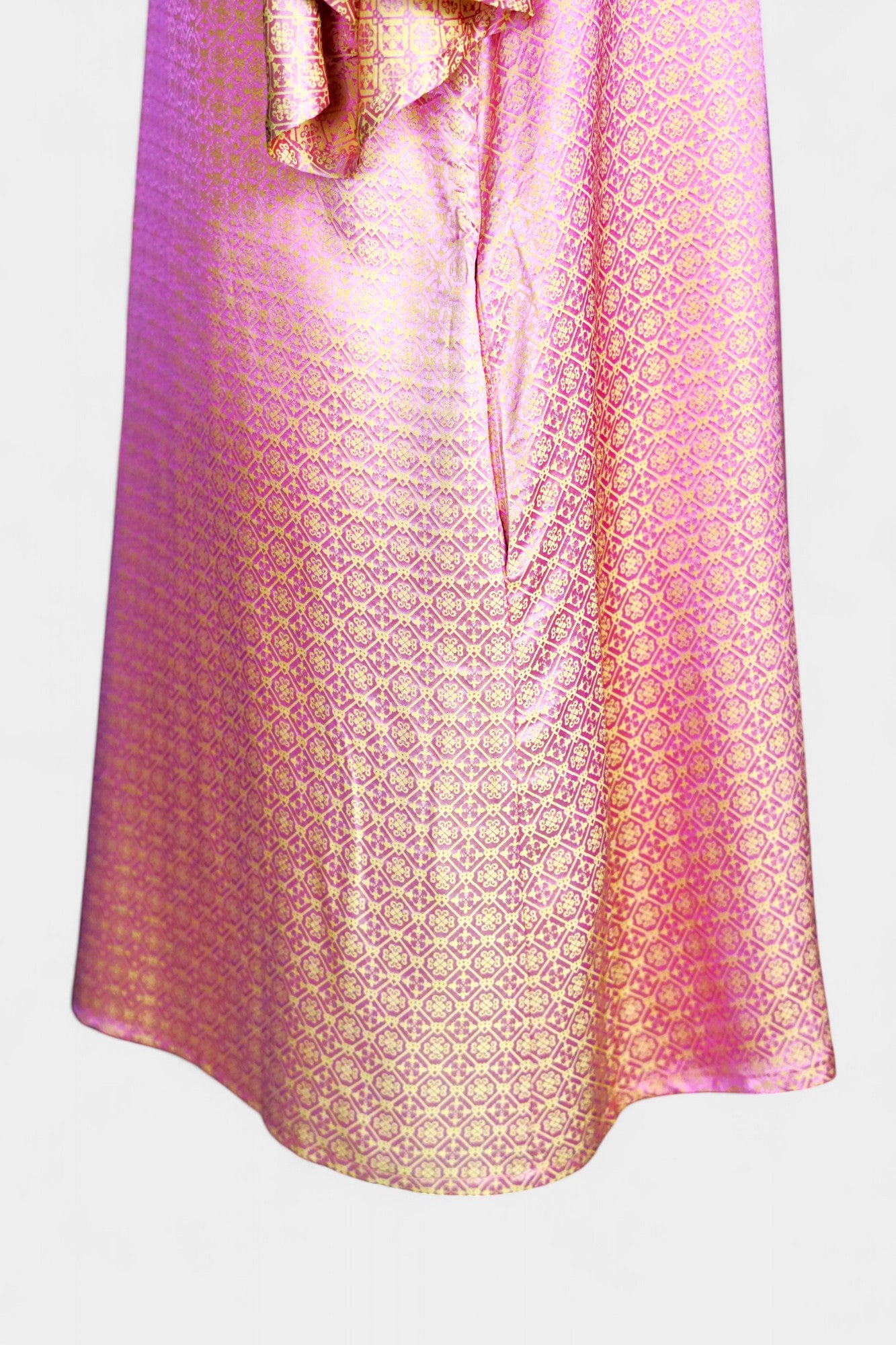 Handcrafted Pink SONG BROCADE Heavy Mulberry Silk Dress