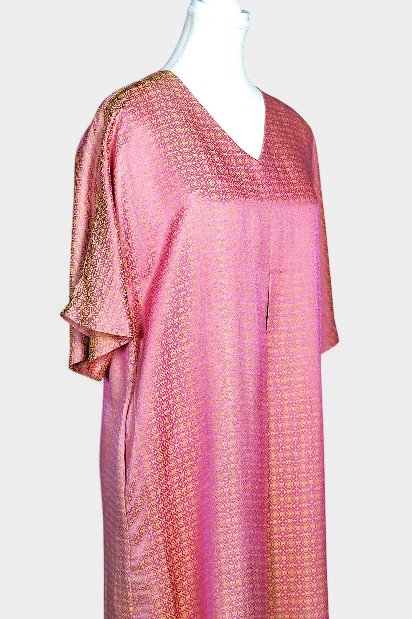 Handcrafted Pink SONG BROCADE Heavy Mulberry Silk Dress