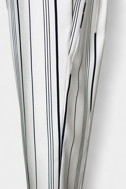 Handcrafted Mulberry Silk Striped Trousers | Cream & Black