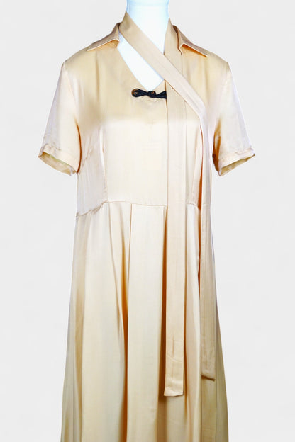 Handmade Mulberry Silk Maxi Dress | Nude & Champagne