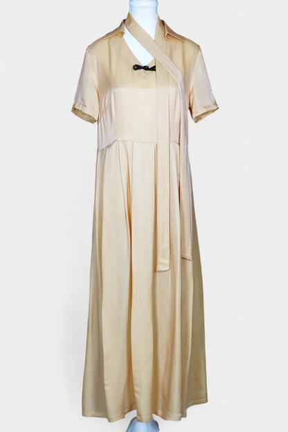 Handmade Mulberry Silk Maxi Dress | Nude & Champagne