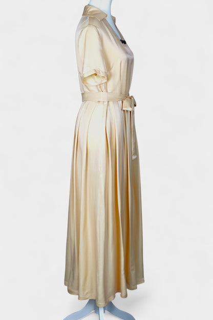 Handmade Mulberry Silk Maxi Dress | Nude & Champagne