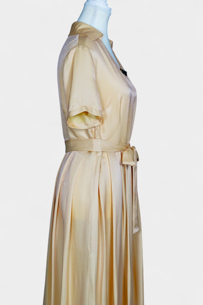 Handmade Mulberry Silk Maxi Dress | Nude & Champagne