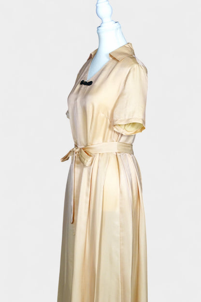 Handmade Mulberry Silk Maxi Dress | Nude & Champagne