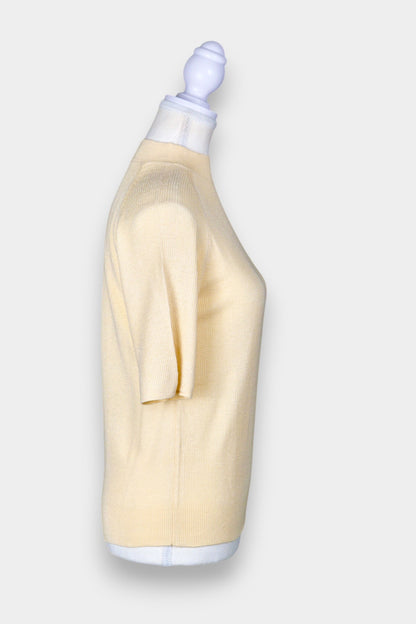 Tussah Silk Knit Top | Short Sleeve Mock Neck