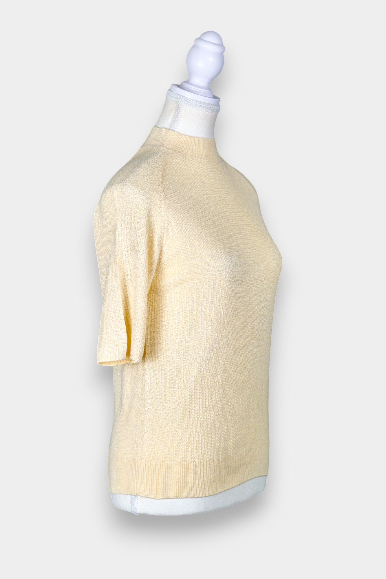 Tussah Silk Knit Top | Short Sleeve Mock Neck
