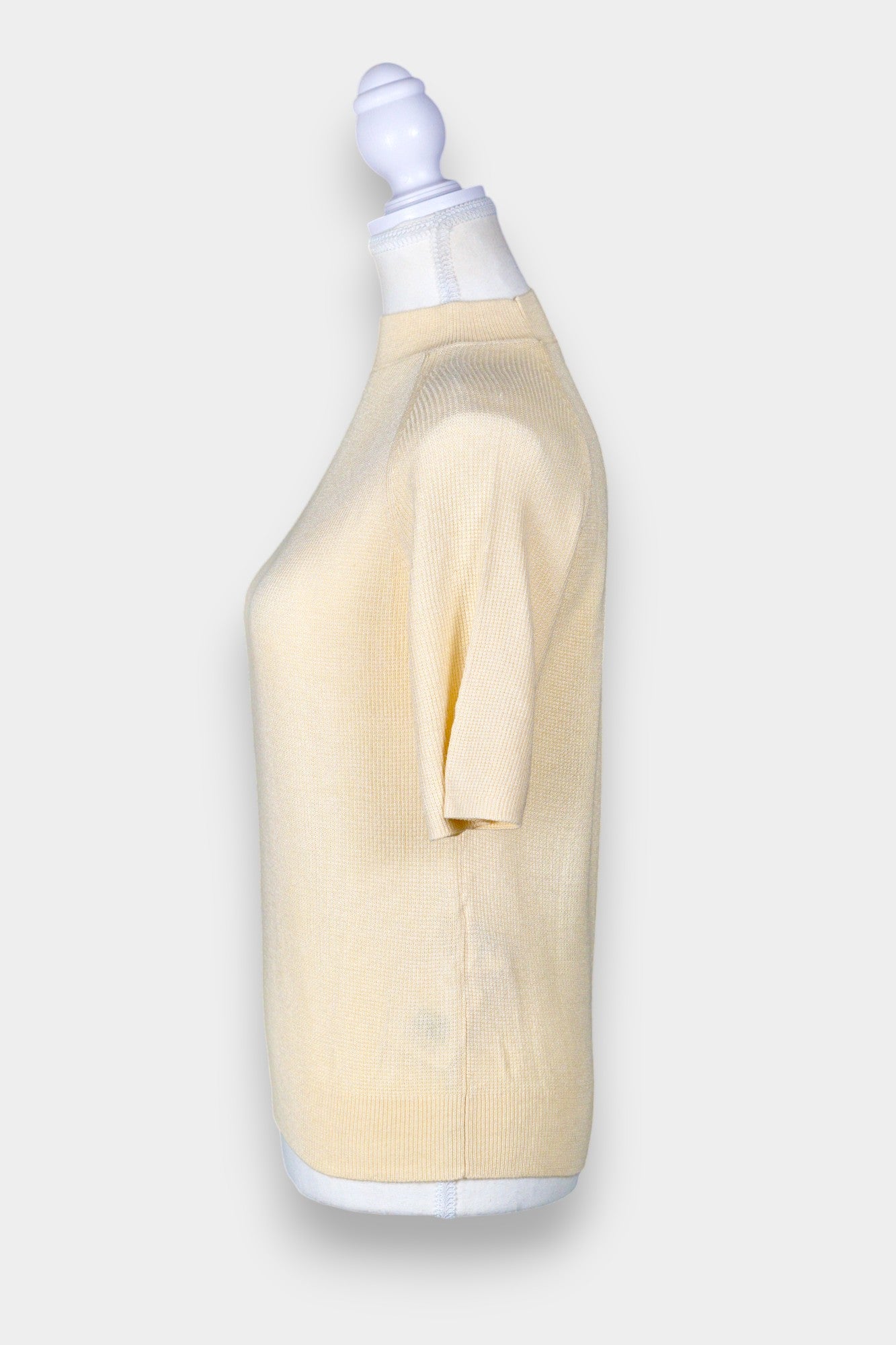 Tussah Silk Knit Top | Short Sleeve Mock Neck