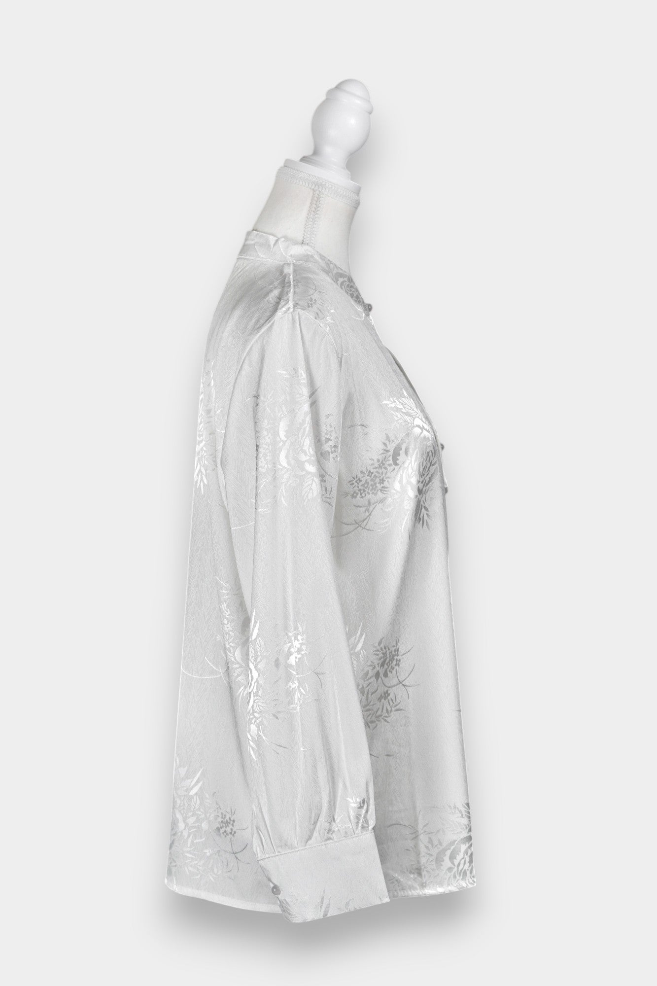 Handcrafted Song Dynasty Brocade Silk Shirt Jacket | Floral Top